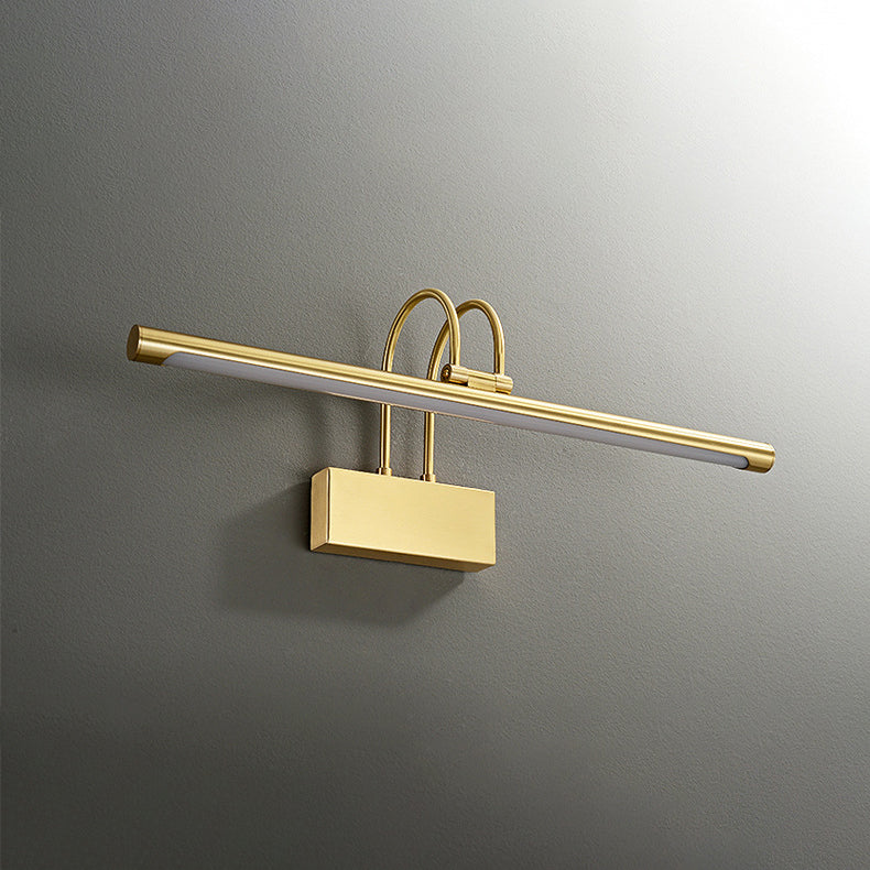 Modern Luxury Curved Pole Cylinder All Brass LED Vanity Light Wall Sconce Lamp For Bathroom