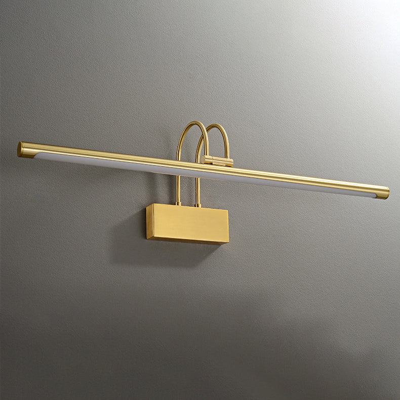 Modern Luxury Curved Pole Cylinder All Brass LED Vanity Light Wall Sconce Lamp For Bathroom