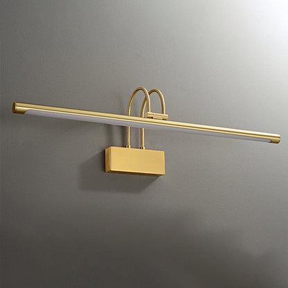 Modern Luxury Curved Pole Cylinder All Brass LED Vanity Light Wall Sconce Lamp For Bathroom