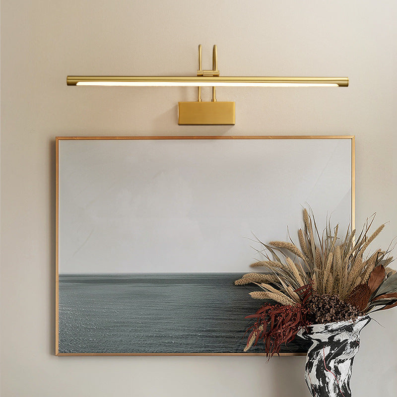 Modern Luxury Curved Pole Cylinder All Brass LED Vanity Light Wall Sconce Lamp For Bathroom