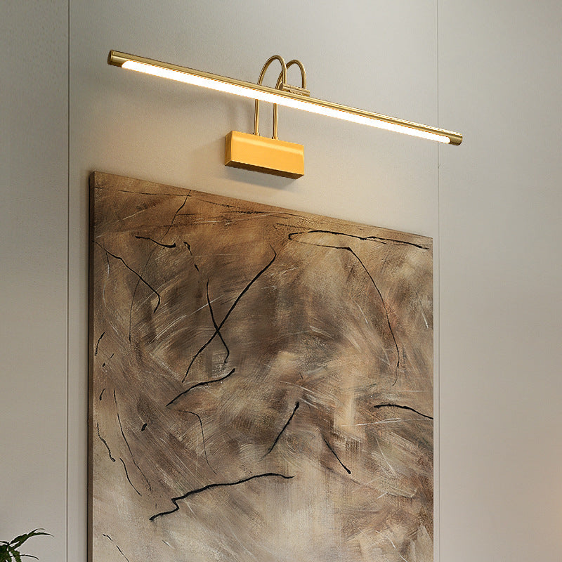 Modern Luxury Curved Pole Cylinder All Brass LED Vanity Light Wall Sconce Lamp For Bathroom