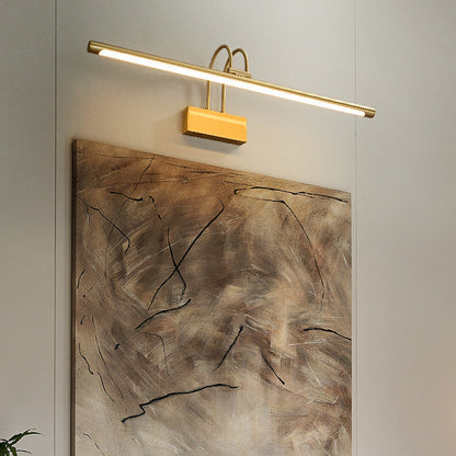 Modern Luxury Curved Pole Cylinder All Brass LED Vanity Light Wall Sconce Lamp For Bathroom