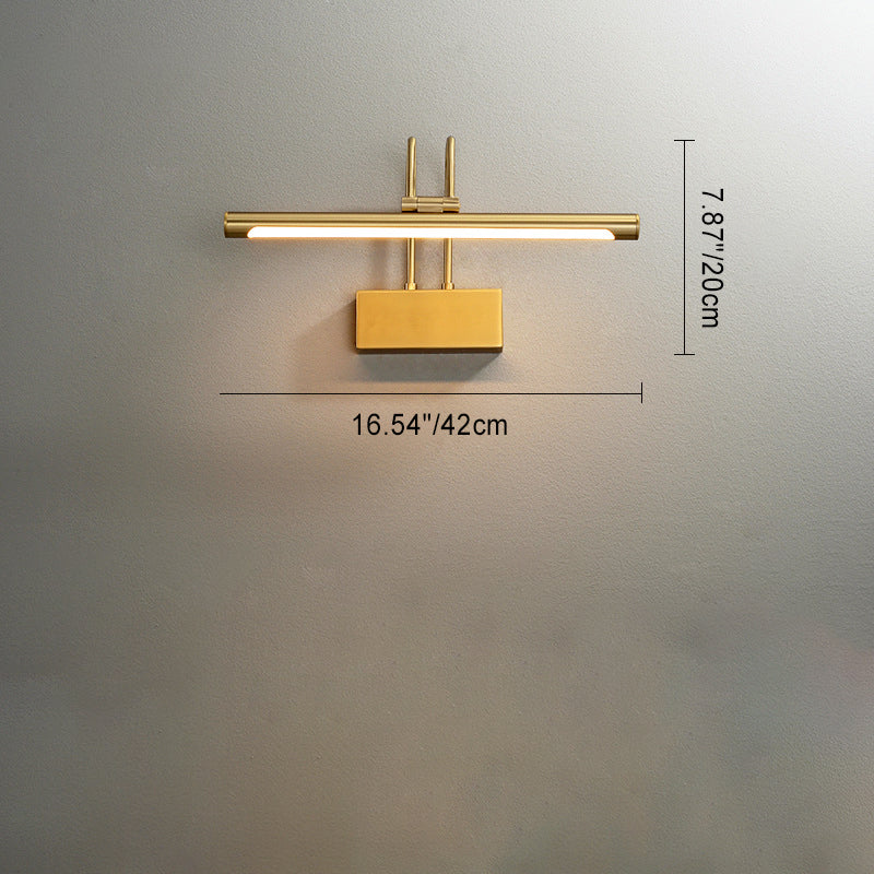 Modern Luxury Curved Pole Cylinder All Brass LED Vanity Light Wall Sconce Lamp For Bathroom