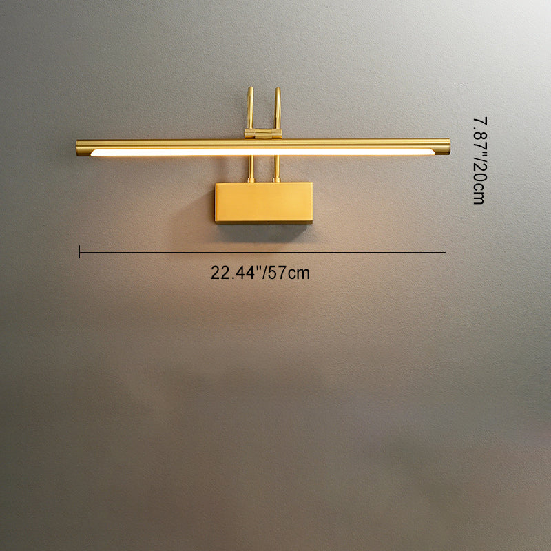 Modern Luxury Curved Pole Cylinder All Brass LED Vanity Light Wall Sconce Lamp For Bathroom
