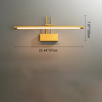 Modern Luxury Curved Pole Cylinder All Brass LED Vanity Light Wall Sconce Lamp For Bathroom