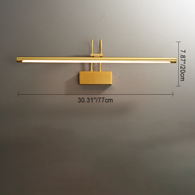 Modern Luxury Curved Pole Cylinder All Brass LED Vanity Light Wall Sconce Lamp For Bathroom