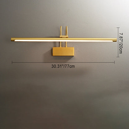 Modern Luxury Curved Pole Cylinder All Brass LED Vanity Light Wall Sconce Lamp For Bathroom
