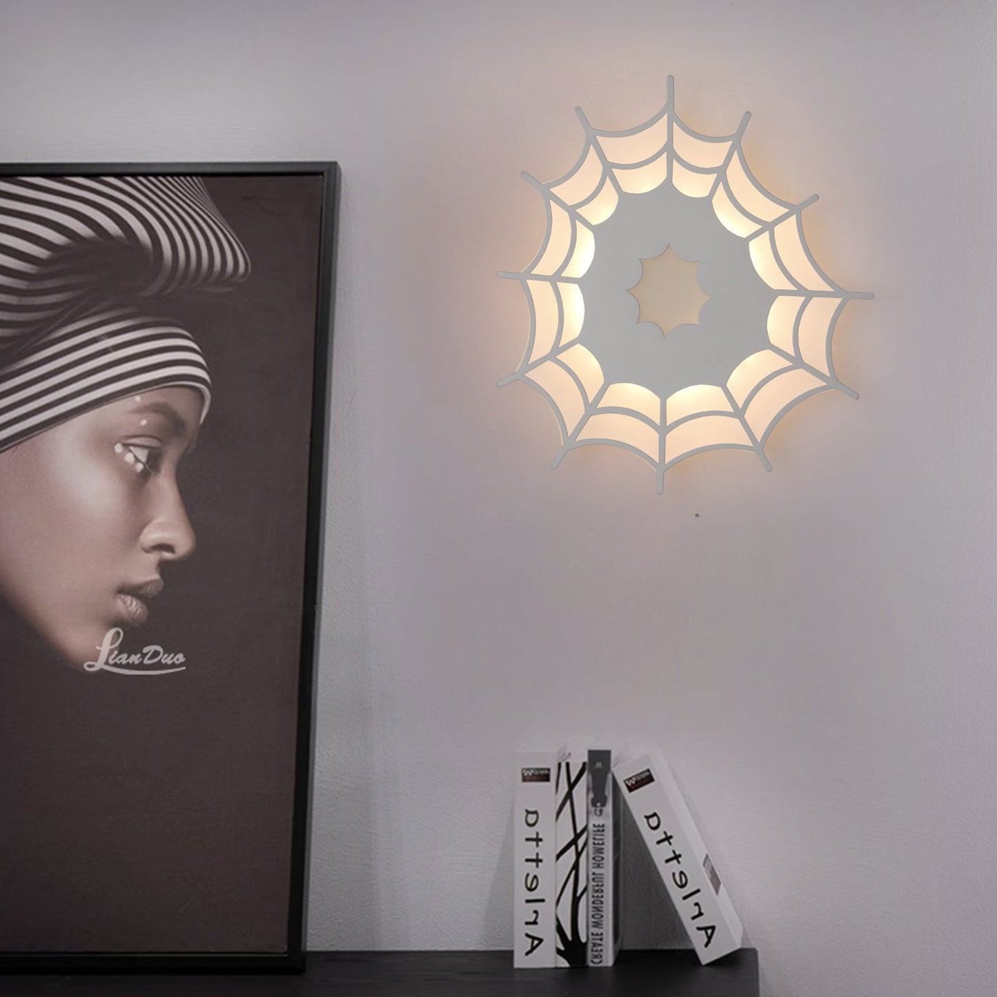 Contemporary Creative Spider Web Iron Acrylic LED Wall Sconce Lamp For Bedroom