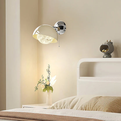 مصباح حائط LED بتصميم قبة نصف دائرية معاصرة إبداعية مصنوعة من الحديد البولي إيثيلين مع ظل القمر لغرفة النوم 