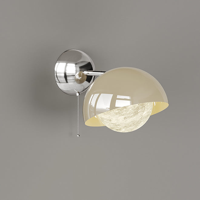 مصباح حائط LED بتصميم قبة نصف دائرية معاصرة إبداعية مصنوعة من الحديد البولي إيثيلين مع ظل القمر لغرفة النوم 
