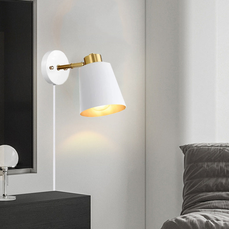 Contemporary Industrial Round Cylinder Iron 1-Light Wall Sconce Lamp For Bedroom