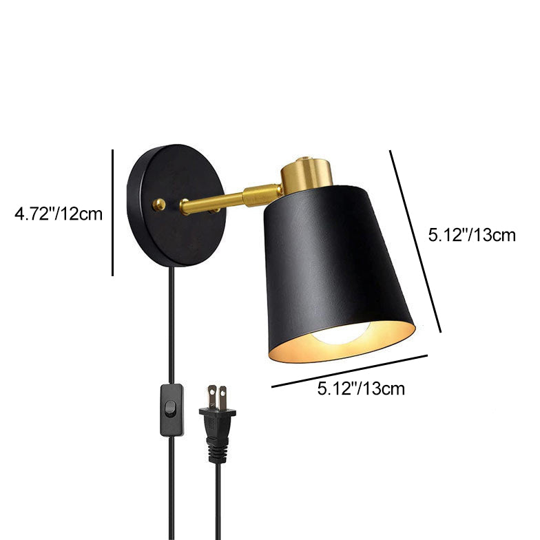 Contemporary Industrial Round Cylinder Iron 1-Light Wall Sconce Lamp For Bedroom