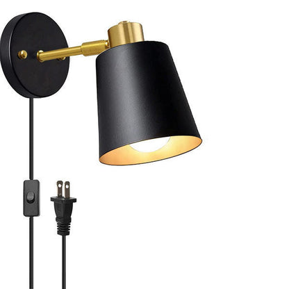 Contemporary Industrial Round Cylinder Iron 1-Light Wall Sconce Lamp For Bedroom