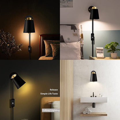 Contemporary Industrial Round Cylinder Iron 1-Light Wall Sconce Lamp For Bedroom