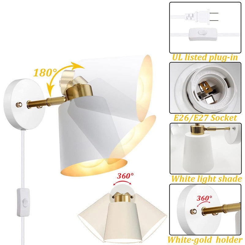 Contemporary Industrial Round Cylinder Iron 1-Light Wall Sconce Lamp For Bedroom