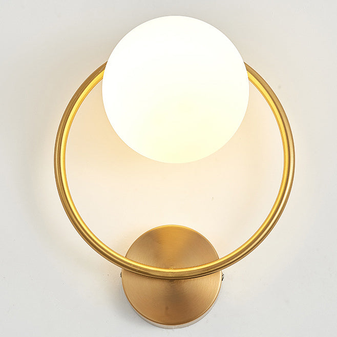 Contemporary Nordic Circle Round Globe Iron Glass 1-Light Wall Sconce Lamp For Bedroom