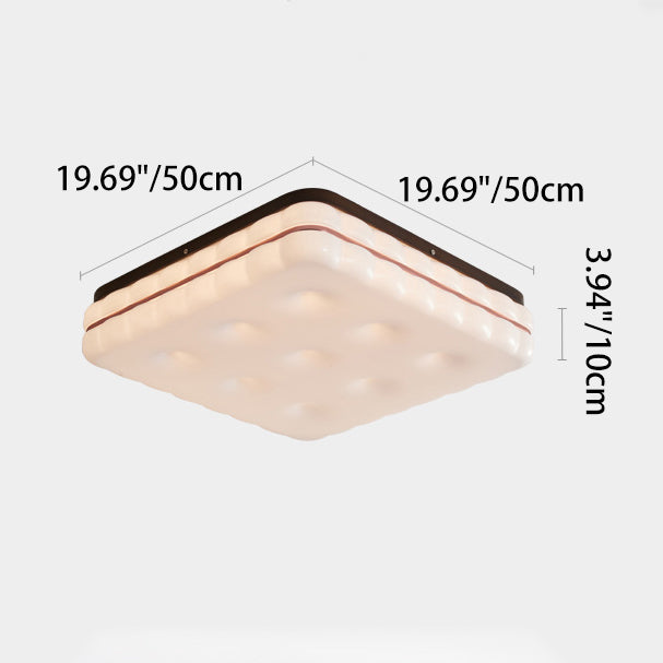 Contemporary Creative Round Square Rectangle Cookie Rubberwood Acrylic LED Flush Mount Ceiling Light For Living Room