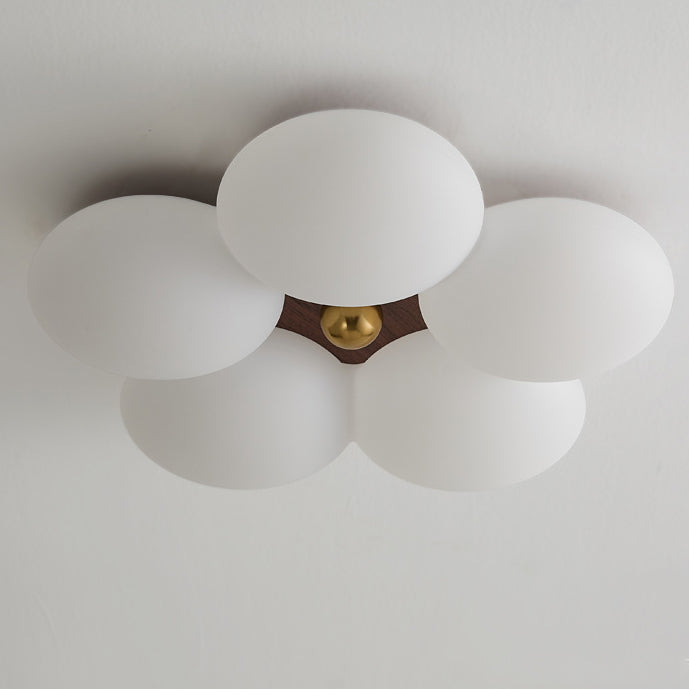 Modern Minimalist Round Floral Iron Plastic LED Flush Mount Ceiling Light For Living Room