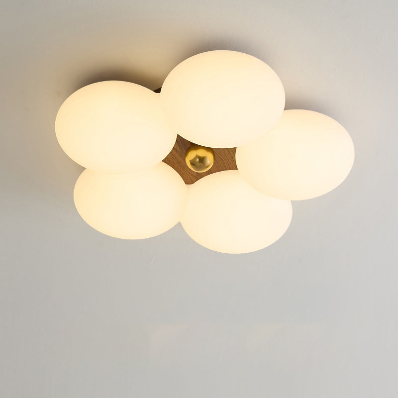 Modern Minimalist Round Floral Iron Plastic LED Flush Mount Ceiling Light For Living Room