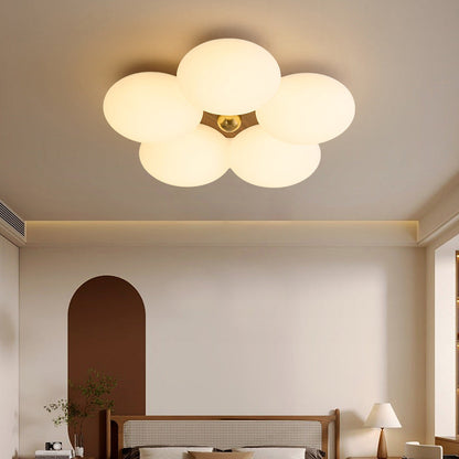 Modern Minimalist Round Floral Iron Plastic LED Flush Mount Ceiling Light For Living Room