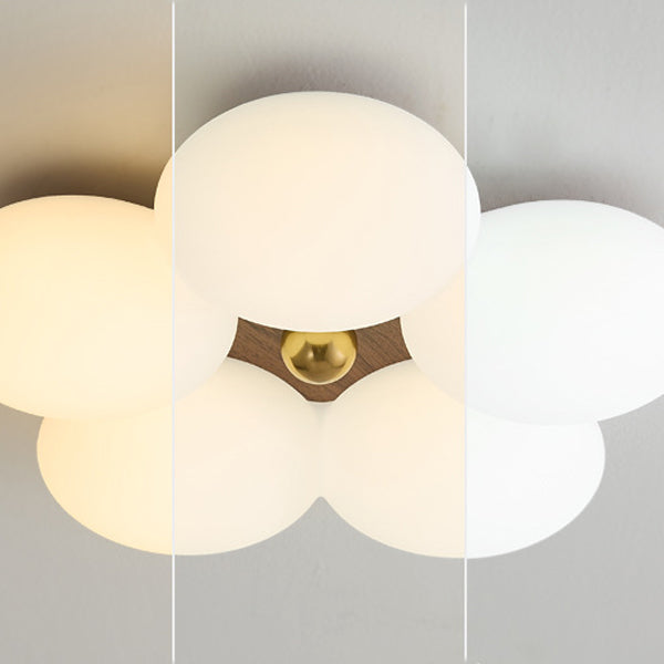Modern Minimalist Round Floral Iron Plastic LED Flush Mount Ceiling Light For Living Room