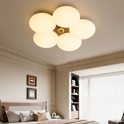 Modern Minimalist Round Floral Iron Plastic LED Flush Mount Ceiling Light For Living Room