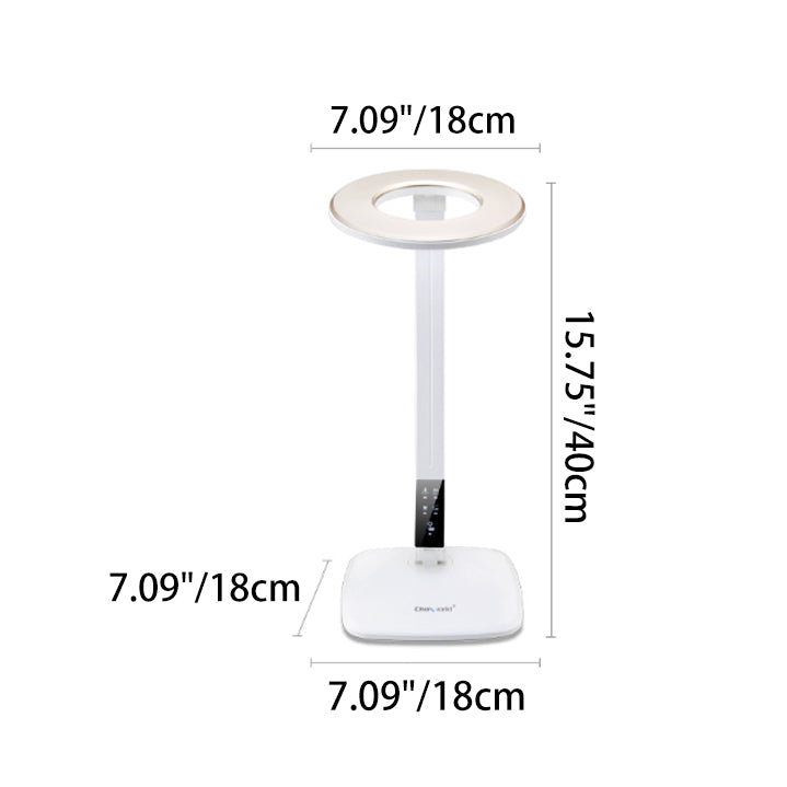Modern Minimalist Round Rectangle Base ABS LED Study Table Lamp For Bedroom