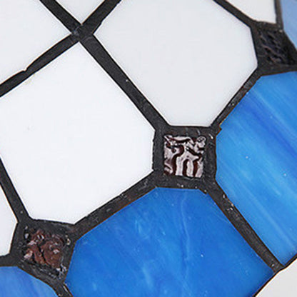 Traditional Tiffany Curved Pole Flower Shape Hardware Base Stained Glass 1-Light Table Lamp For Bedroom