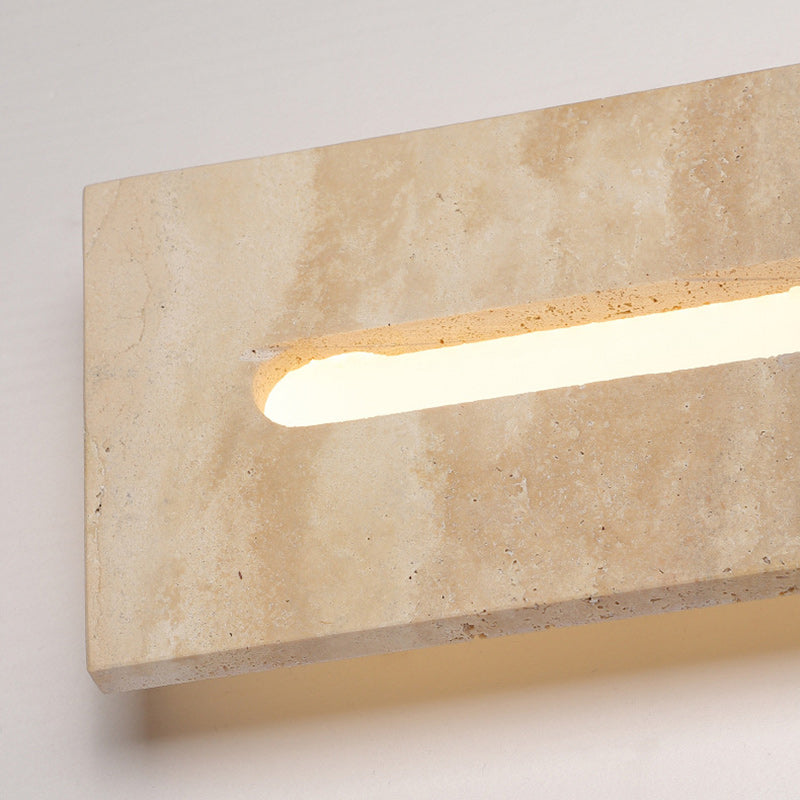 Modern Minimalist Outdoor Indoor Rectangle Yellow Travertine Frame Acrylic Shade LED Wall Sconce Lamp For Living Room