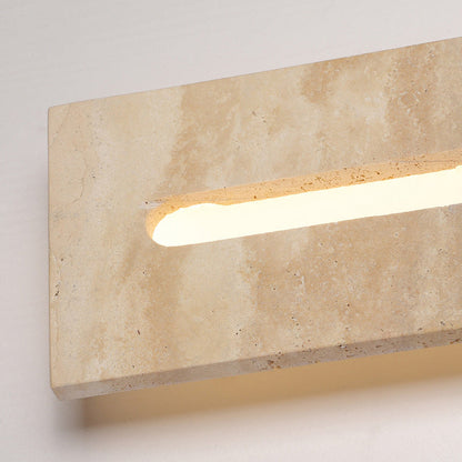 Modern Minimalist Outdoor Indoor Rectangle Yellow Travertine Frame Acrylic Shade LED Wall Sconce Lamp For Living Room