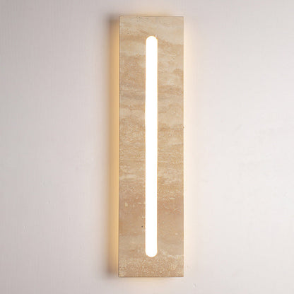 Modern Minimalist Outdoor Indoor Rectangle Yellow Travertine Frame Acrylic Shade LED Wall Sconce Lamp For Living Room