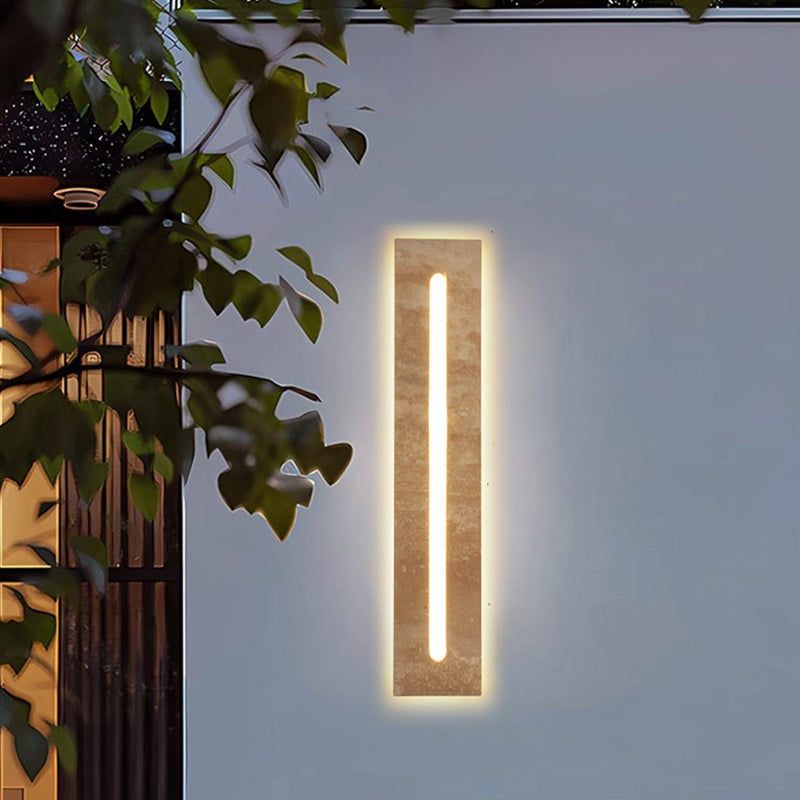 Modern Minimalist Outdoor Indoor Rectangle Yellow Travertine Frame Acrylic Shade LED Wall Sconce Lamp For Living Room