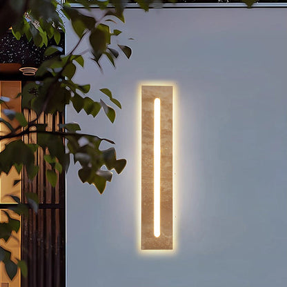 Modern Minimalist Outdoor Indoor Rectangle Yellow Travertine Frame Acrylic Shade LED Wall Sconce Lamp For Living Room