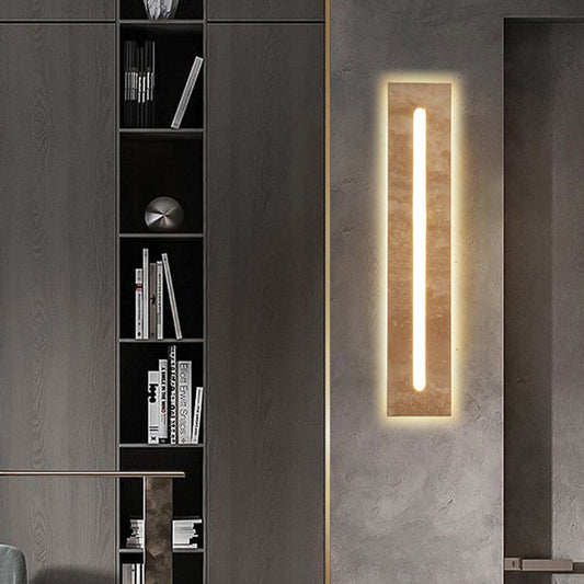 مصباح حائط LED بتصميم عصري بسيط للاستخدام الداخلي والخارجي بإطار من الترافرتين الأصفر مع ظل أكريليك لغرفة المعيشة 