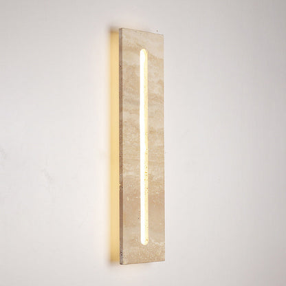 Modern Minimalist Outdoor Indoor Rectangle Yellow Travertine Frame Acrylic Shade LED Wall Sconce Lamp For Living Room