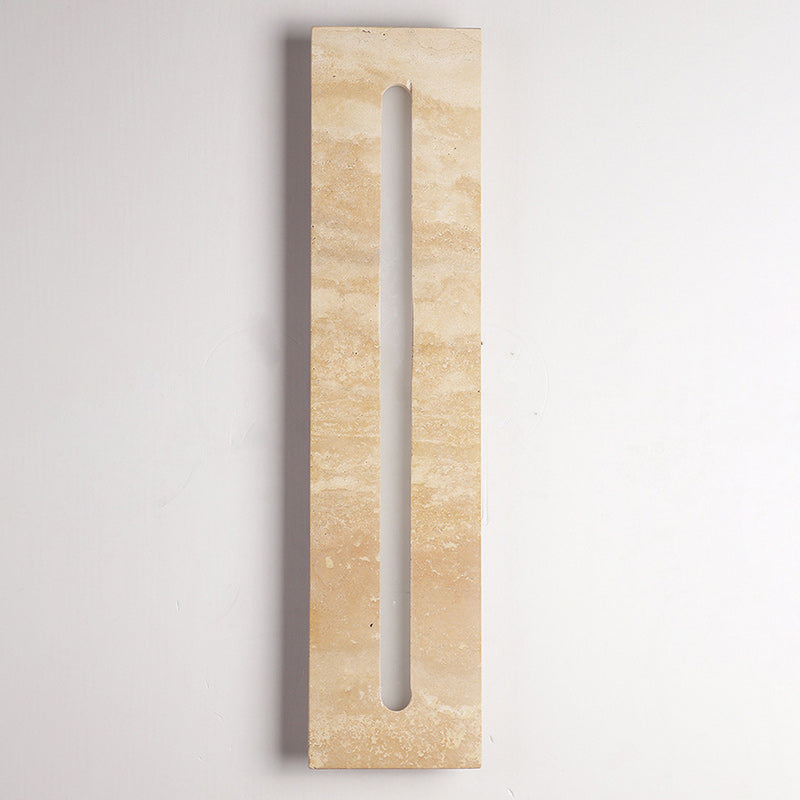 Modern Minimalist Outdoor Indoor Rectangle Yellow Travertine Frame Acrylic Shade LED Wall Sconce Lamp For Living Room