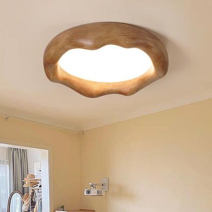 現代的でクリエイティブな丸型氷山型ウェーブ鉄樹脂アクリルシェードLEDフラッシュマウントシーリングライト寝室用