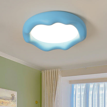 現代的でクリエイティブな丸型氷山型ウェーブ鉄樹脂アクリルシェードLEDフラッシュマウントシーリングライト寝室用