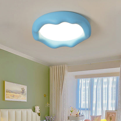 現代的でクリエイティブな丸型氷山型ウェーブ鉄樹脂アクリルシェードLEDフラッシュマウントシーリングライト寝室用