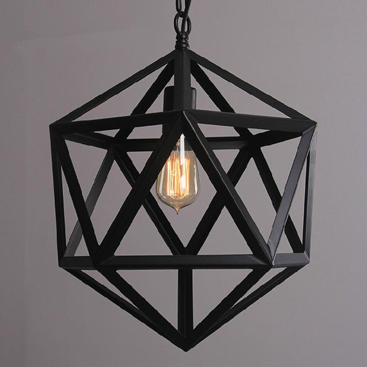 Contemporary Industrial Geometric Polygonal Iron 1-Light Pendant Light For Living Room