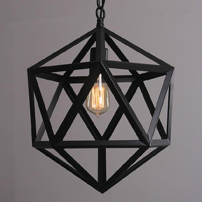 Contemporary Industrial Geometric Polygonal Iron 1-Light Pendant Light For Living Room