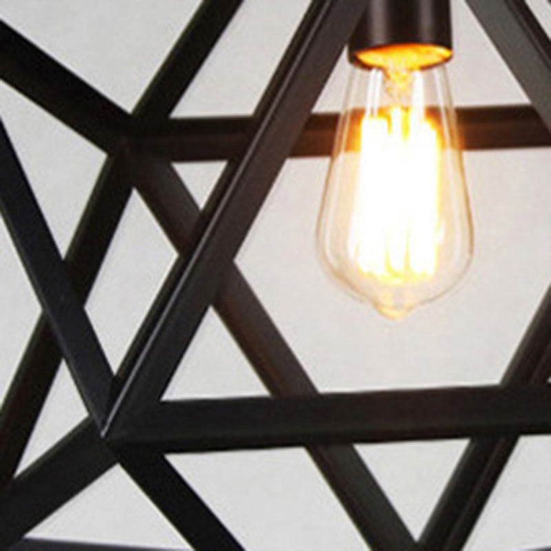 Contemporary Industrial Geometric Polygonal Iron 1-Light Pendant Light For Living Room