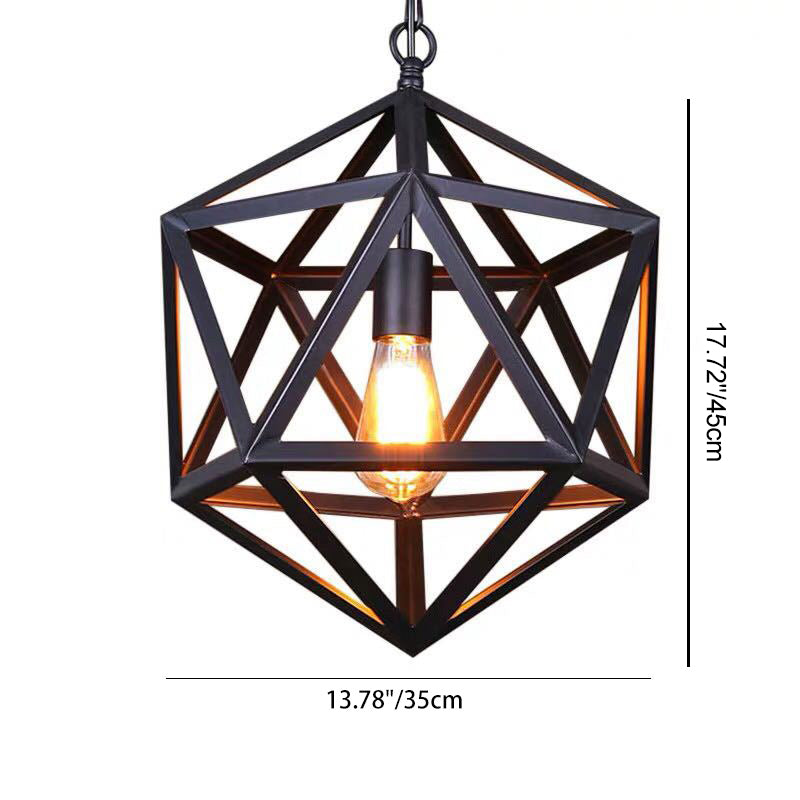 Contemporary Industrial Geometric Polygonal Iron 1-Light Pendant Light For Living Room