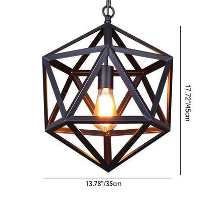 Contemporary Industrial Geometric Polygonal Iron 1-Light Pendant Light For Living Room