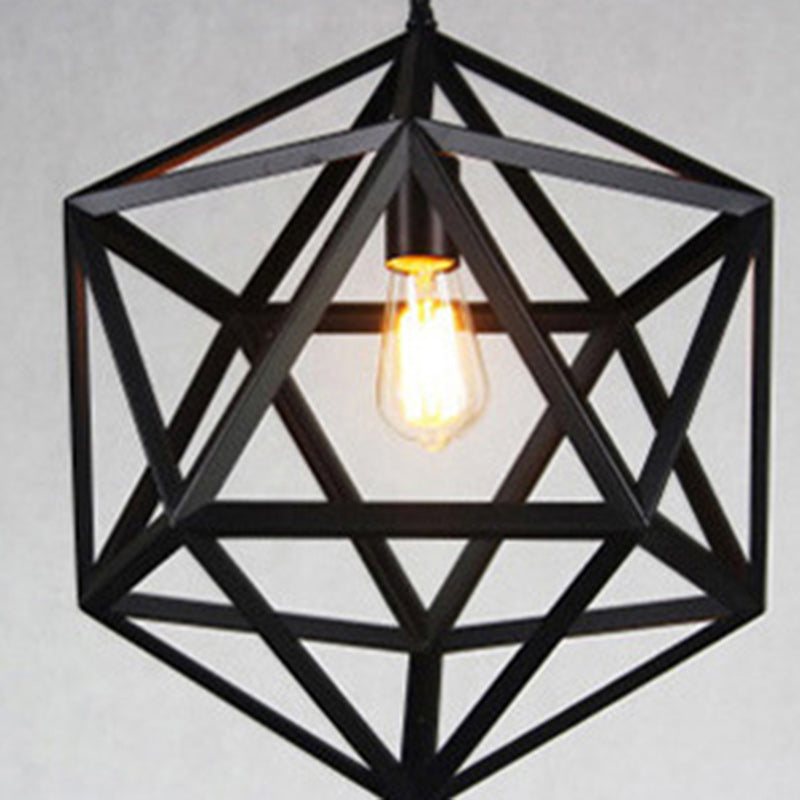 Contemporary Industrial Geometric Polygonal Iron 1-Light Pendant Light For Living Room