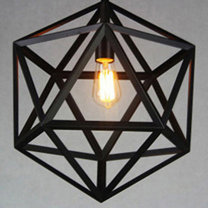 Contemporary Industrial Geometric Polygonal Iron 1-Light Pendant Light For Living Room