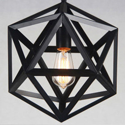 Contemporary Industrial Geometric Polygonal Iron 1-Light Pendant Light For Living Room