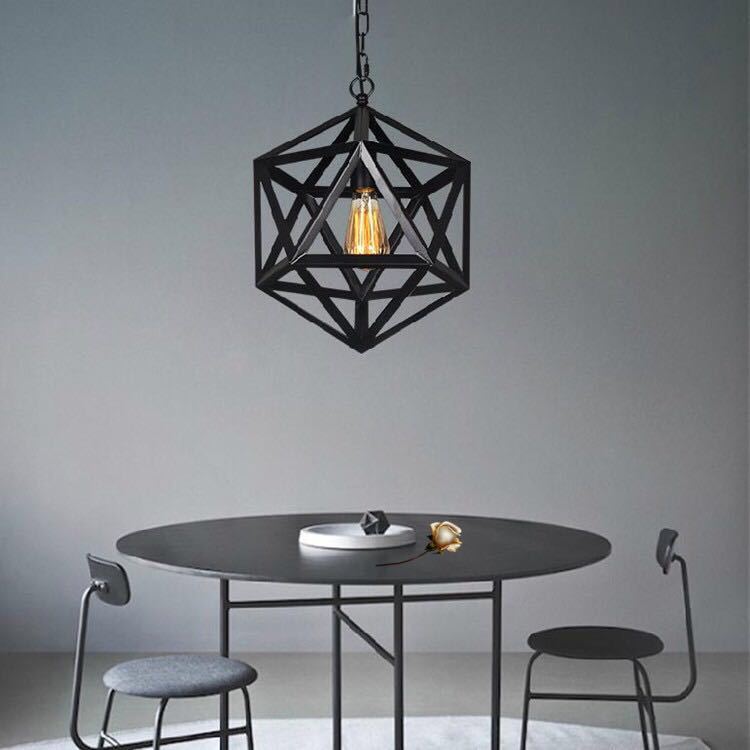 Contemporary Industrial Geometric Polygonal Iron 1-Light Pendant Light For Living Room