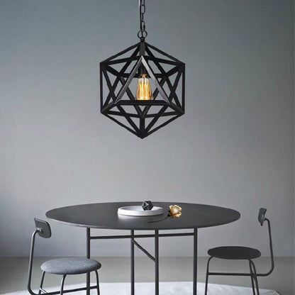 Contemporary Industrial Geometric Polygonal Iron 1-Light Pendant Light For Living Room