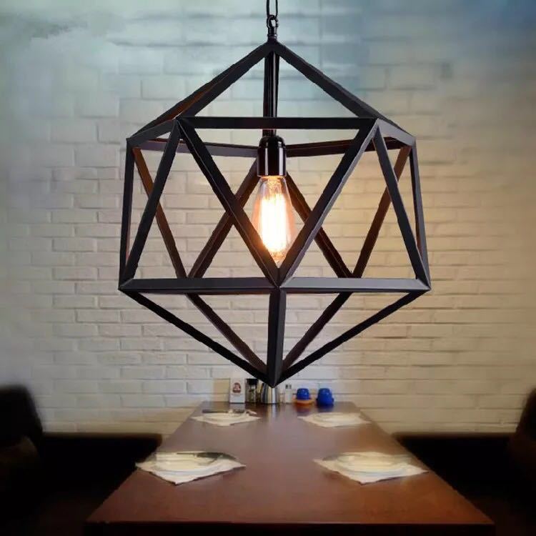 Contemporary Industrial Geometric Polygonal Iron 1-Light Pendant Light For Living Room